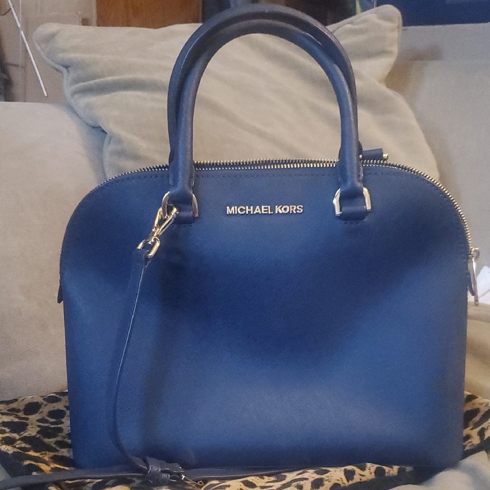 Michael Kors Blue Satchel with Structured Design